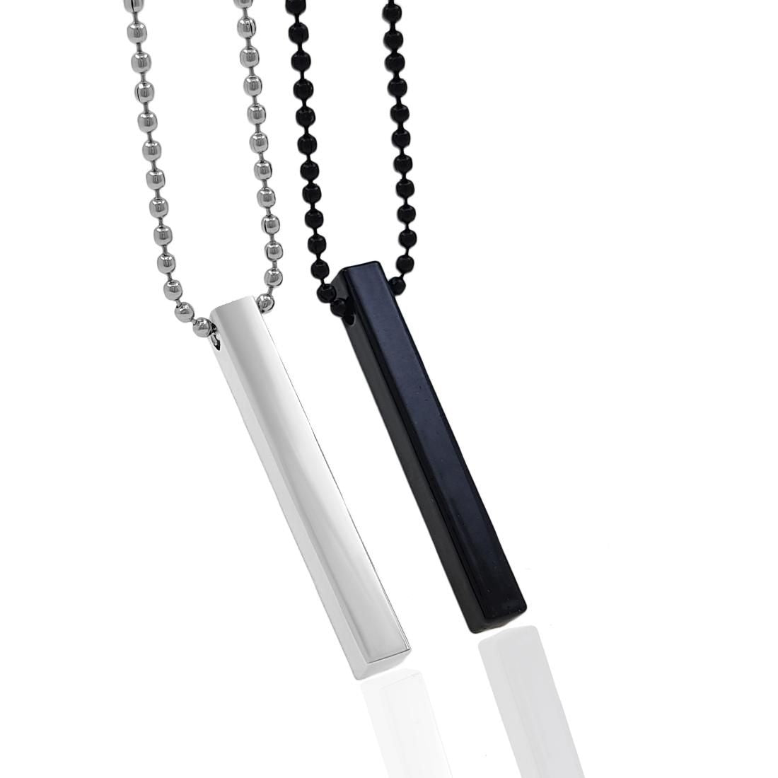 Stylish Silver- Black 3D Vertical Bar locket