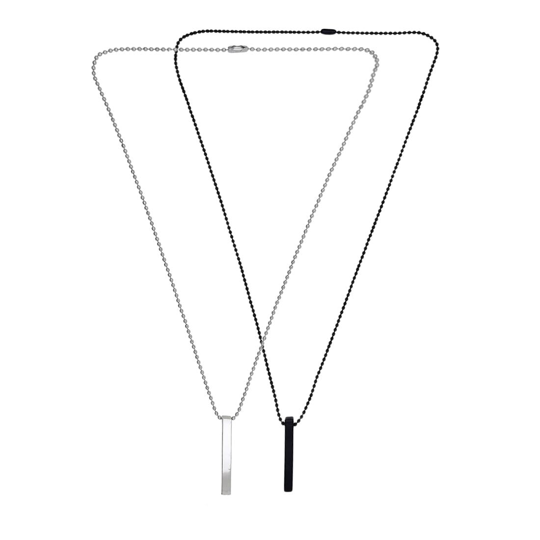Stylish Silver- Black 3D Vertical Bar locket