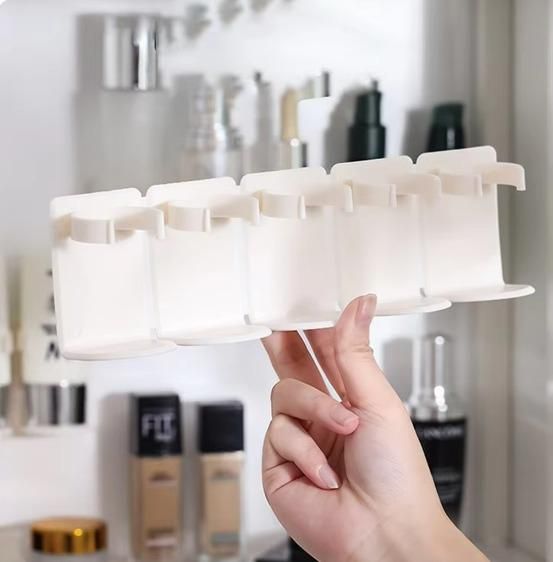 5 Grid Plastic Cosmetic Organiser No Punching Cuttable Storage Holder